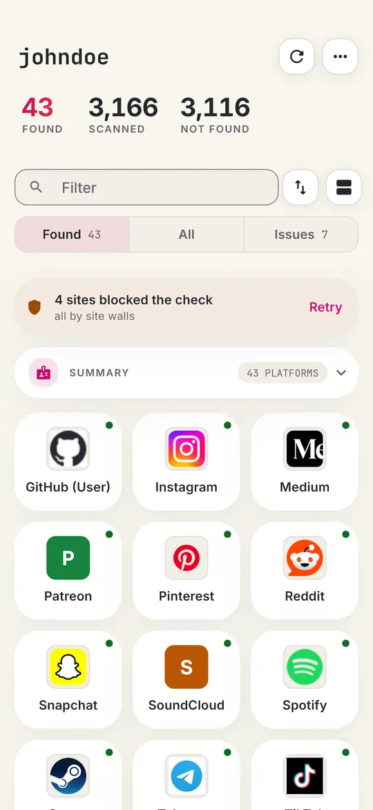 Finished results for a sample handle with real platform icons
